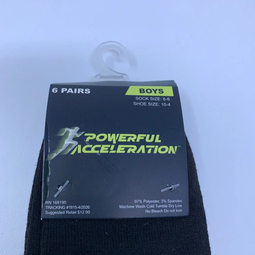 Powerful Acceleration Boys 10-4 Black 18 Pairs Low Cut Socks NWT
